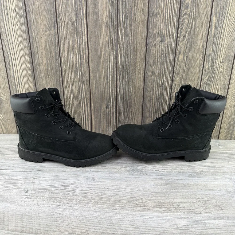 Timberland Junior Size 7 Boots 6-Inch Premium Waterproof Black Nubuck 12907